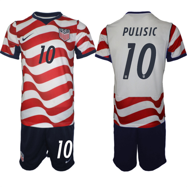 Men's United States #10 Christian Pulisic White/Red 2026 Home Soccer Jersey Suit
